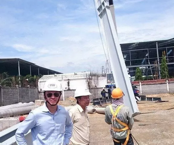 General Director of PEB Steel Hanoi office during the first column erection event of the 6th steel factory