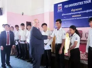 Mr. Sami Kteily -PEB Steel representative presented scholarships to students who have outstanding study results